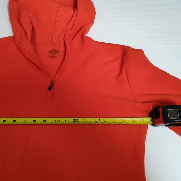Cuddle Duds - 3-quarter zip fleece hoodie, orange, size Large - Picture 6 of 7